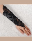 Moda Koronki Długie Rękawiczki Czarny Frezowanie Stretch Rękawice Bez Palców Haftowane Retro Gothic