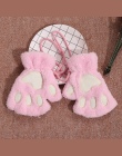Okdeals 1 Pair Kobiety Dziewczęta Zimowe Rękawiczki Bez Palców Puszyste Niedźwiedź Kot Pluszowy Paw Claw Half Finger Rękawiczki 
