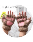Okdeals 1 Pair Kobiety Dziewczęta Zimowe Rękawiczki Bez Palców Puszyste Niedźwiedź Kot Pluszowy Paw Claw Half Finger Rękawiczki 