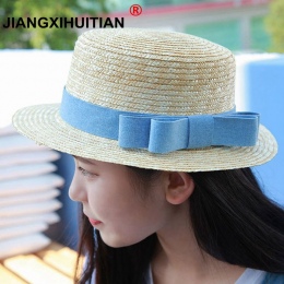 Słomkowy kapelusz damski letni na lato przeciwsłoneczny na plażę