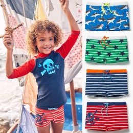 Dzieci Chłopcy Letnie Shark Stripe Bokserki Kąpielówki Pływać Szorty Spodnie Stroje Kąpielowe Dla Dzieci 1-5Years Niebieski Ziel