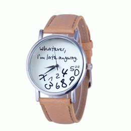 10 Kolory Godzinę Cokolwiek jestem Przyczynowego Zegarki Dla Kobiet późno W Każdym Razie Drukuj Skóra Alloy Wrist Watch Quartz Z
