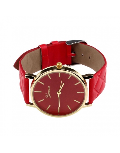 Nowy zegarek kobiety Warcaby Faux lady dress watch, damska Casual Skórzany zegarek Analogowy zegarek kwarcowy-Prezenty relogios 