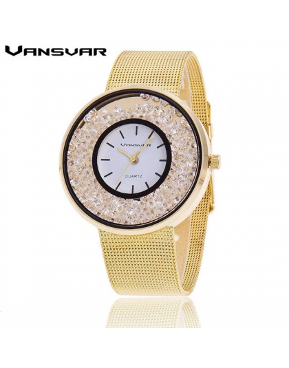Hot Sprzedaż Moda Ze Stali Nierdzewnej Wzrosła Złoty i Srebrny Pasek Zegarek Kwarcowy Luksusowe Kobiety Rhinestone Zegarki Walen