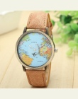 Gorąca Sprzedaż Mini Zegarek Kwarcowy Mężczyźni Unisex Mapa Świata Mody samolot Podróży Dookoła Świata Kobiety Skórzana Sukienka