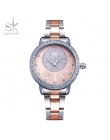 Shengke Wzrosła Złoty Zegarek Kobiet Zegarki Kwarcowe Panie Top Marka Kryształ Luksusowe Kobieta Wrist Watch Dziewczyna Zegar Re