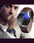 Moda Faux Leather Mens Analogowe Kwarty Zegarki Niebieski Ray Mężczyzn Wrist Watch 2018 Męskie Zegarki Top Marka Luksusowe Casua