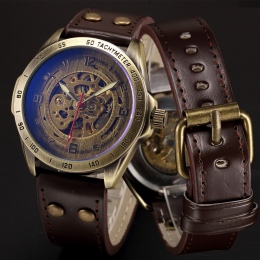 Męskie mechaniczne Zegarki Automatyczne Szkielet Vintage Watch Mężczyźni Steampunk Clock Automatyczne Przejrzyste Zegarek montre