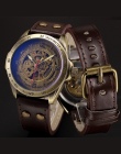 Męskie mechaniczne Zegarki Automatyczne Szkielet Vintage Watch Mężczyźni Steampunk Clock Automatyczne Przejrzyste Zegarek montre