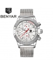 BENYAR Sport Chronograph Zegarki Moda Męska Mesh & Rubber Band Wodoodporna Luksusowa Marka Złoty Zegarek Kwarcowy Saat dropshipp