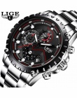 LIGE Watch Mężczyźni Moda Sport Zegar Kwarcowy Mens Zegarki Top Marka Luksusowe Pełna Steel Business Wodoodporny Zegarek Relogio