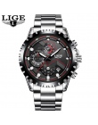 LIGE Watch Mężczyźni Moda Sport Zegar Kwarcowy Mens Zegarki Top Marka Luksusowe Pełna Steel Business Wodoodporny Zegarek Relogio