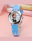 JOYROX Hot Księżniczka Elsa Wzór Dzieci Oglądają Moda Kryształ Cartoon Skórzany Pasek Zegar Kwarcowy Zegarek Na Co Dzień Dziewcz