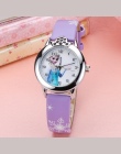 JOYROX Hot Księżniczka Elsa Wzór Dzieci Oglądają Moda Kryształ Cartoon Skórzany Pasek Zegar Kwarcowy Zegarek Na Co Dzień Dziewcz