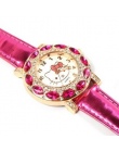 Cartoon Moda Marka Hello Kitty Zegarek Kwarcowy Dzieci Dziewczyna Kobiety Skóra Kryształ Zegar relogio Wrist Watch Zegarek Dla D