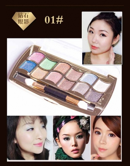 Profesjonalne Kosmetyki Makijaż Smoky Eye Makeup 12 Kolorów Eyeshadow Palette Złota Diament Jasny Glitter Eye Shadow Palette