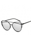 Moda Marki Okulary Cat Eye Kobiety Twin-Belki okulary Kobieta Retro Powłoka Lustrzana Okulary Płaski Panel Obiektywu