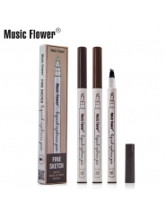 Muzyka Kwiat 3 Kolory Makijaż Grzywny Szkic Cieczy Brwi Pen Wodoodporna Tatuaż Super Trwałe Eye Brow Pencil Rozmazywanie-dowód