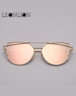 LeonLion Marka Projektant Okulary Cat eye Kobiety Vintage Metal Odblaskowe Okulary Dla Kobiet Lustro Retro Óculos De Sol Gafas