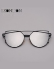 LeonLion Marka Projektant Okulary Cat eye Kobiety Vintage Metal Odblaskowe Okulary Dla Kobiet Lustro Retro Óculos De Sol Gafas