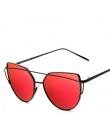 Nowe Mody Cat Eye Okulary Przeciwsłoneczne Damskie Marka Projektant Twin-Beam Lustro Obiektyw Okulary Złota Róża Metal UV400 Len
