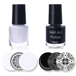 Biały Czarny Kolor Nail Art Tłoczenia Polski Zestaw 5 ml Lakier Do Paznokci Znaczków Manicure Nail Art Akcesoria