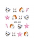 1 SZTUK Moda Harajuku Retro Zwierząt Kot Flora Flower Woda Transferu naklejki Nail Art Naklejka Naklejka Manicure Suwak Podpowie