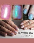 Pełne Urody 3 Pola Lustro Proszku Zestaw Nail Art Chrome Pigment Pyłu Powłoki DIY Glitter Manicure Niebieski Fioletowy Decor Por