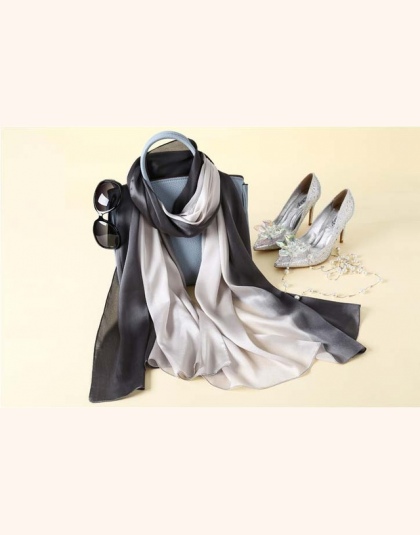Nowy Projekt Luksusowe Marka Solidna silk Lato Szalik Gradientu Dip dye Kobiety Muslim Hidżab Szal Długi Miękka Wrap
