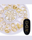 Rose Złota Nit Szpilki Paznokci 3D Nail Art Decoration Złota Koło Gwiazda Okrągły Plac Triangle Mieszane Akcesoria w Koła dla DI