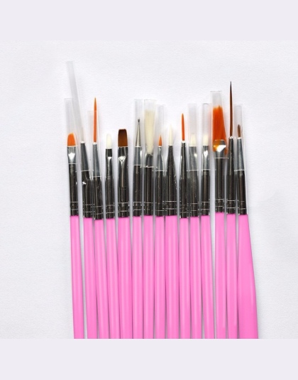 15 sztuk/zestaw Nail Art Dekoracje Narzędzia Brush Profesjonalny Nail Art Szczotki Malarstwo Pen dla Fałsz Tipsy Żel UV Do Pazno