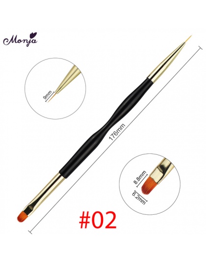 Monja Dual End Nail Art Poli Żel UV Rozszerzenie Builder Akrylowe Ciecz Powder Brush Linie Paskiem Rysunek Liner Pen Manicure na