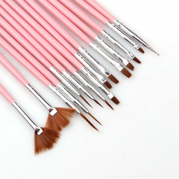 15 sztuk/zestaw Różowy/Biały Nail Art Narzędzia Pędzle Zestaw Rysunek Paint Brush Set Paznokci Nail Art Brush Narzędzia Wiertła 