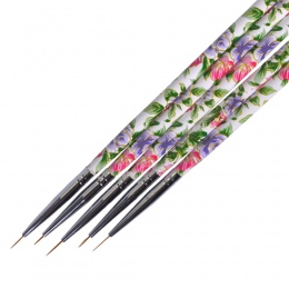 5 sztuk Kwiat Beauty Uchwyt Nail Art Liner Pędzle Rysunek Paiting dla Akryl Żel UV Polski Wystrój Manicure Nail Pen TR619