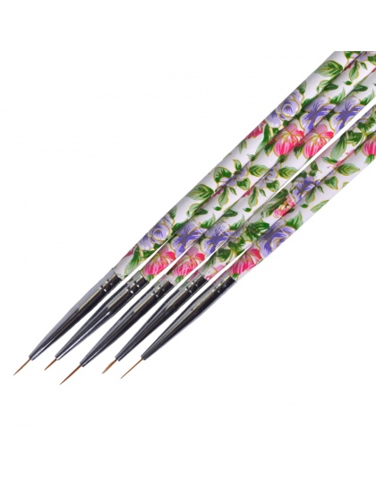 5 sztuk Kwiat Beauty Uchwyt Nail Art Liner Pędzle Rysunek Paiting dla Akryl Żel UV Polski Wystrój Manicure Nail Pen TR619