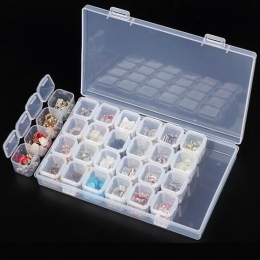 28 Sloty Wyczyść Puste Plastikowe Schowek Narzędzia Nail Art Rhinestone Koraliki Biżuteria Wyświetlacz Storage Box Case Organiza
