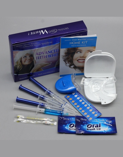 Wybielanie zębów Zestaw Z 4 Żel 2 Paski 1 Światła 1 Box Zębów Wybielacza Bleach Bright White 3D Higiena Jamy Ustnej opieka stoma