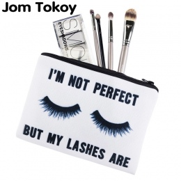 Jom Tokoy Lashes biały Druk 3D proste neceser kosmetyczka kobiet trousse de maquillage makijaż torba organizator piórnik