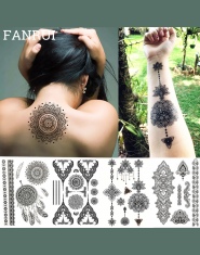 Tymczasowy Tatuaż Naklejki na Ciało Dla Kobiet Mandala Wodoodporna Fałszywy Tatuaż Koronkowa Piórko Słoń