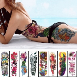 1 PC NOWY 48*17 cm Pełne Kwiatów Ramienia Tatuaż Naklejki 40 modele Ryby Paw Lotosu Tymczasowe Body paint fałszywe Tatoo Transfe