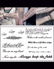 1 Arkuszy Tymczasowe Tatuaż Naklejki Czarne Litery Angielskie Słowo Feather Naklejki Wodoodporna Dla Tymczasowe Tatuaże Tatuaże 