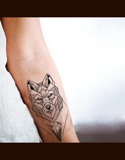 Wodoodporna Tymczasowa Fałszywy Tatuaż Naklejki Fajne Szary Geometryczne Wilk Lasów Górskich Projekt Body Art Makijaż Narzędzia