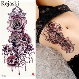 Purpurowa Róża Biżuteria Tatuaż Naklejki Transferu Wody Kobiety Ciało Pierś Art Temporary Tattoo Girl Talia Bransoletka Flash Ta