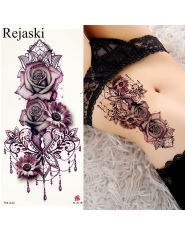 Purpurowa Róża Biżuteria Tatuaż Naklejki Transferu Wody Kobiety Ciało Pierś Art Temporary Tattoo Girl Talia Bransoletka Flash Ta