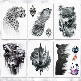 Wodoodporna Tymczasowa Naklejka Tatuaż wilk tiger wzór tatuażu body art Transferu Wody fałszywy tatuaż dla kobiet mężczyzn