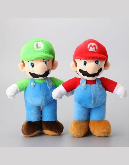 2 sztuk/partia Cartoon Super Mario Bros. Mario & Luigi Pluszowe Zabawki Miękkie Lalki Dla Dzieci Prezent 10 "25 CM