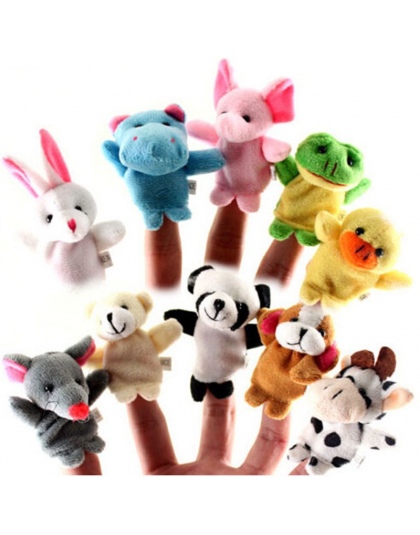 10 sztuk/partia Zwierząt Cartoon Biologiczna Finger Lalek Pluszowe Zabawki Dziecko Tkaniny Ręcznie Edukacyjne Toy Story Lalki Pa