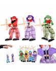 Śmieszne Rocznika Kolorowe Pull String Clown Lalek Zabawki Drewniane Rzemieślnicze Marionette Wspólne Aktywności Lalki Dla Dziec