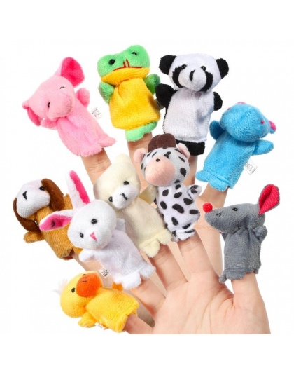 RCtown 16 sztuk Kreskówka Pluszowe Finger Puppets Zestaw Palca Zwierząt Lalek Zabawki Pluszowe Kid Dziecko Favor Lalki Powiedz S
