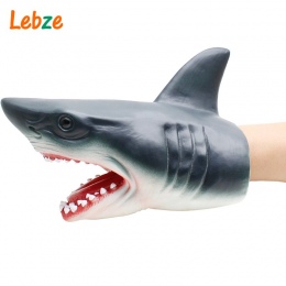 Rekina Ręcznie Lalek Dla Historie nietoksyczny Miękkie Gumowe Głowy Zwierząt Pacynka Realistyczne Shark Model Rysunek Zabawki Dl